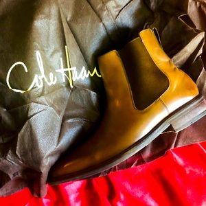 Men's Dress Designer Cole Haan Sz13 Brown Gen Leather Ankle Boots w/Shoe Horns
